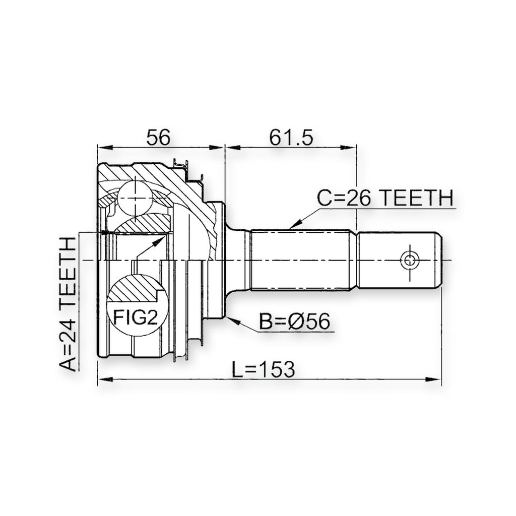 Front Outer CV Joint 24X56X26