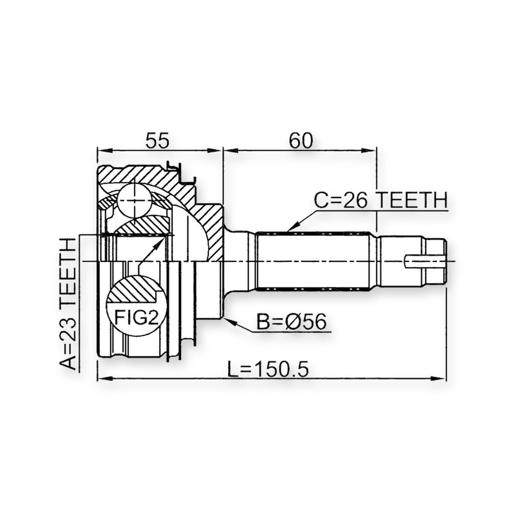 Front Outer CV Joint 23X56X26