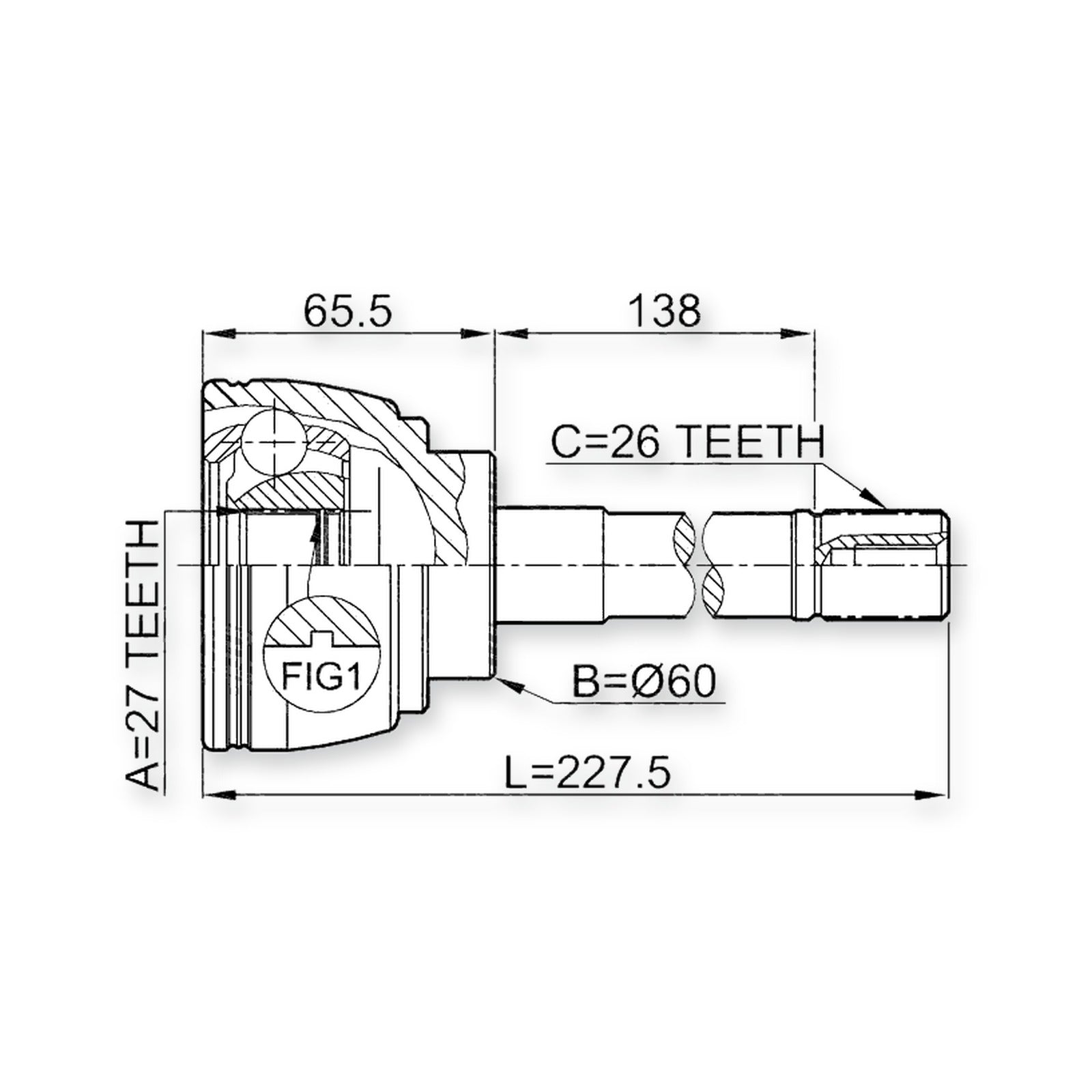 Front Outer CV Joint 27X60X26