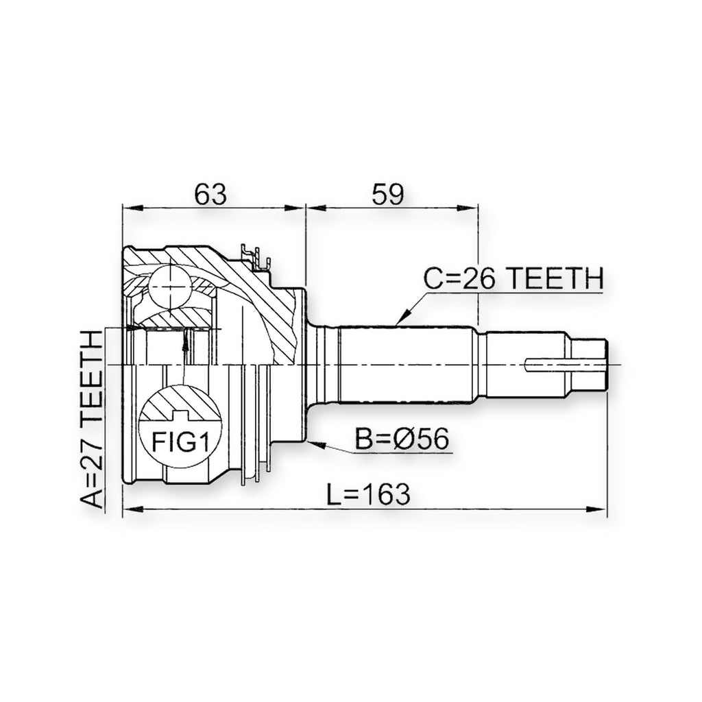 Front Outer CV Joint 27X56X26