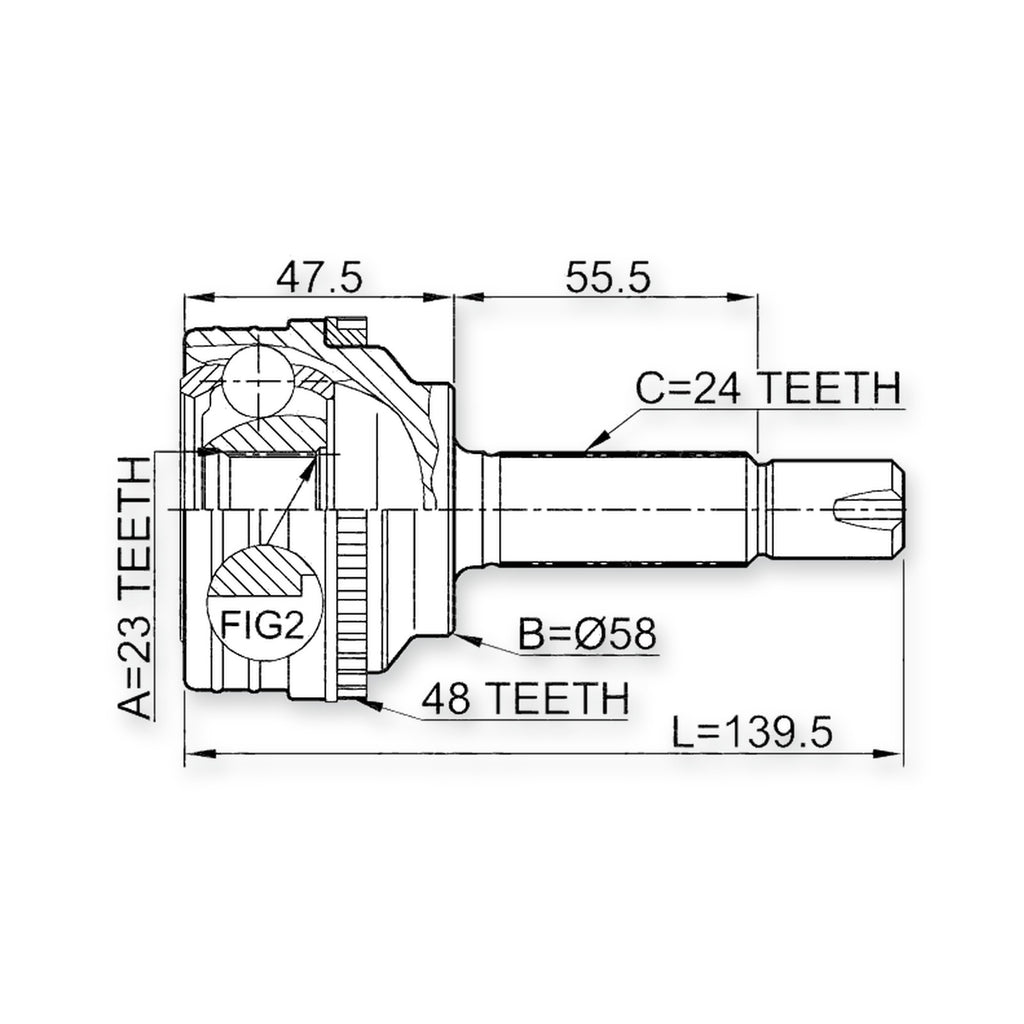 Front Outer CV Joint 23X58X24