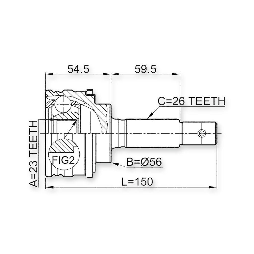 Front Outer CV Joint 23X56X26