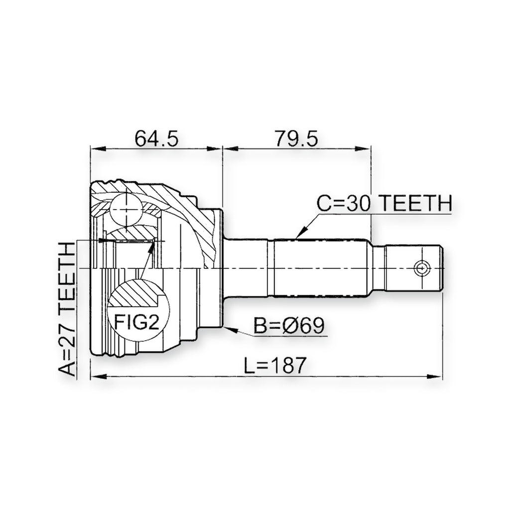 Front Outer CV Joint 27X69X30