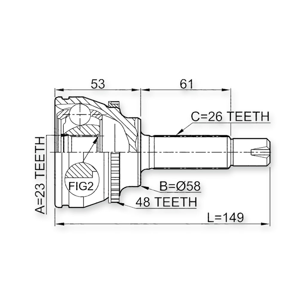 Front Outer CV Joint 23X58X26