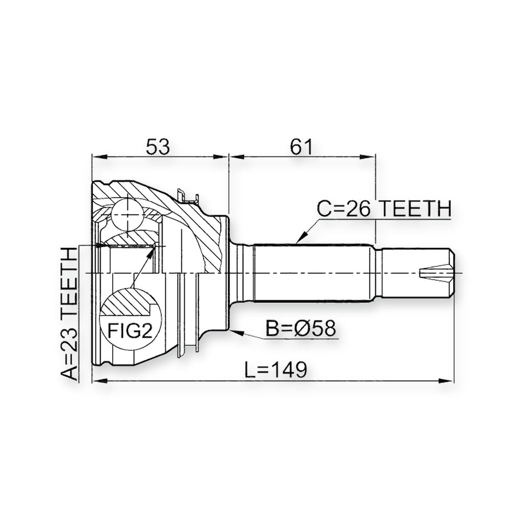 Front Outer CV Joint 23X58X26