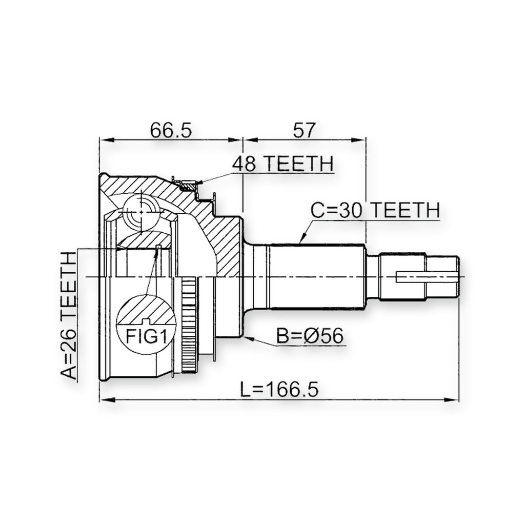 Front Outer CV Joint 26X56X30