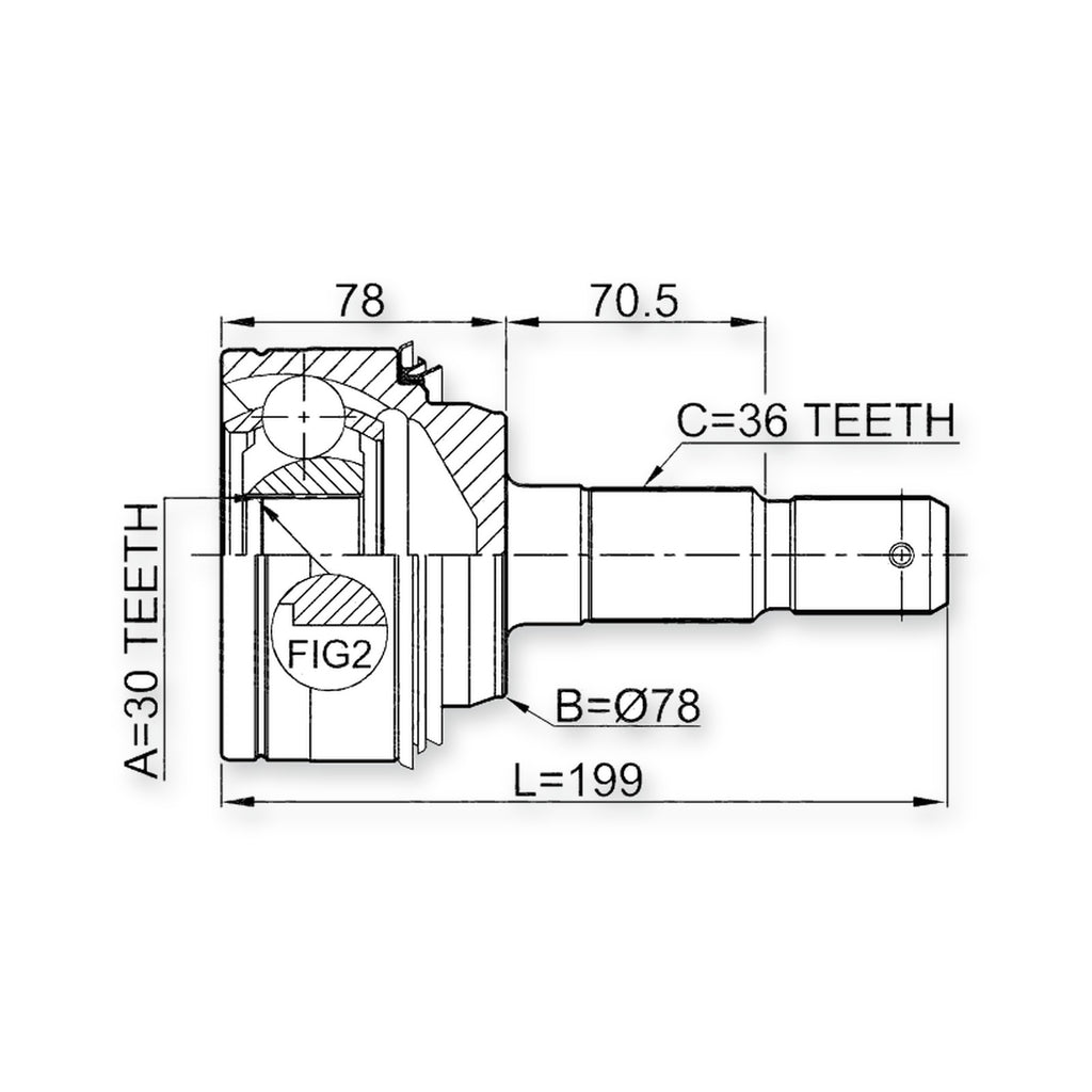 Front Outer CV Joint 30X78X36