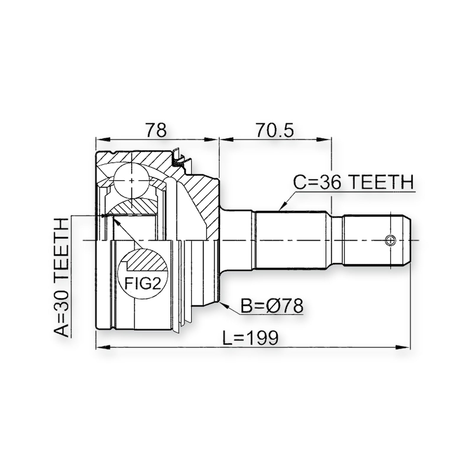 Front Outer CV Joint 30X78X36