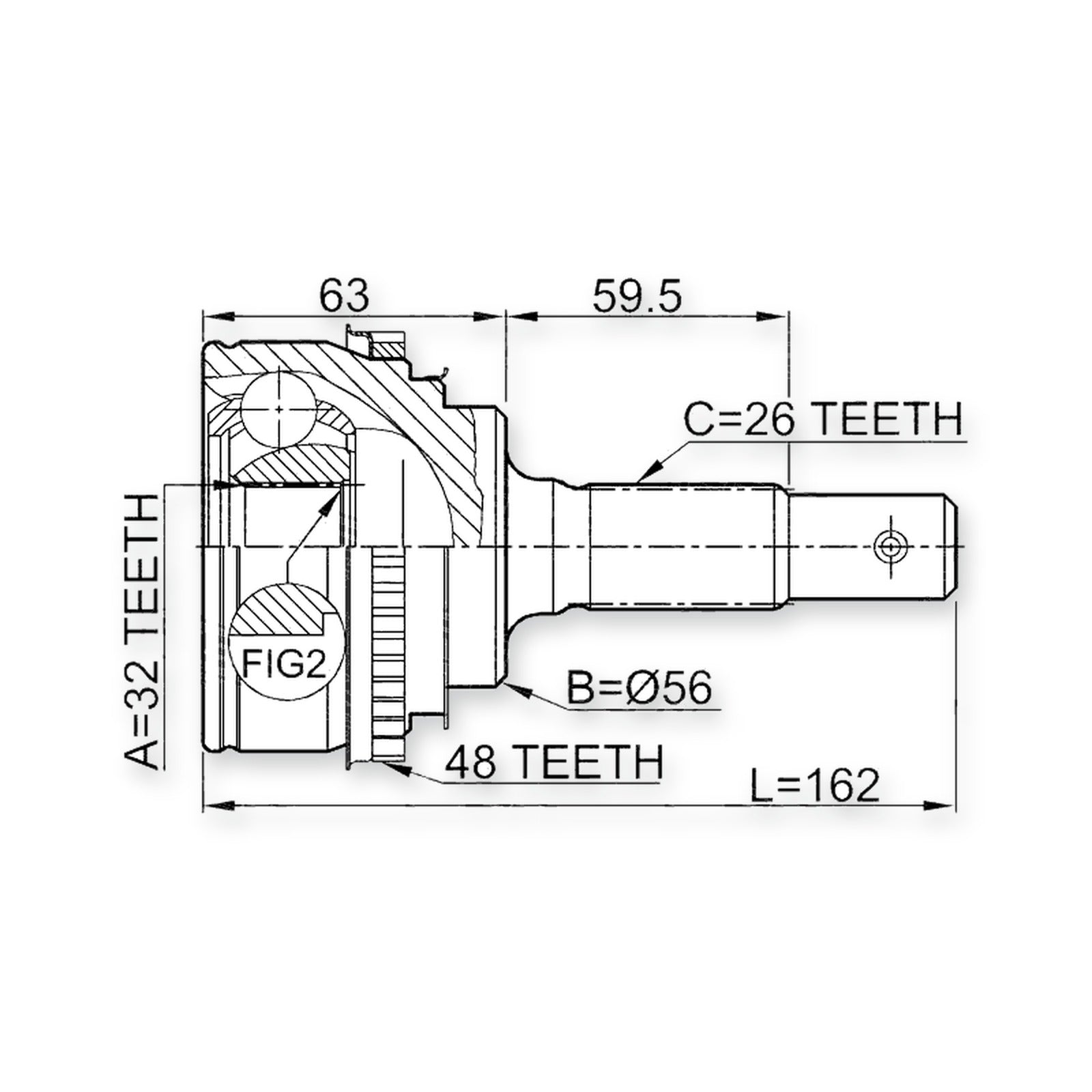 Front Outer CV Joint 32X56X26