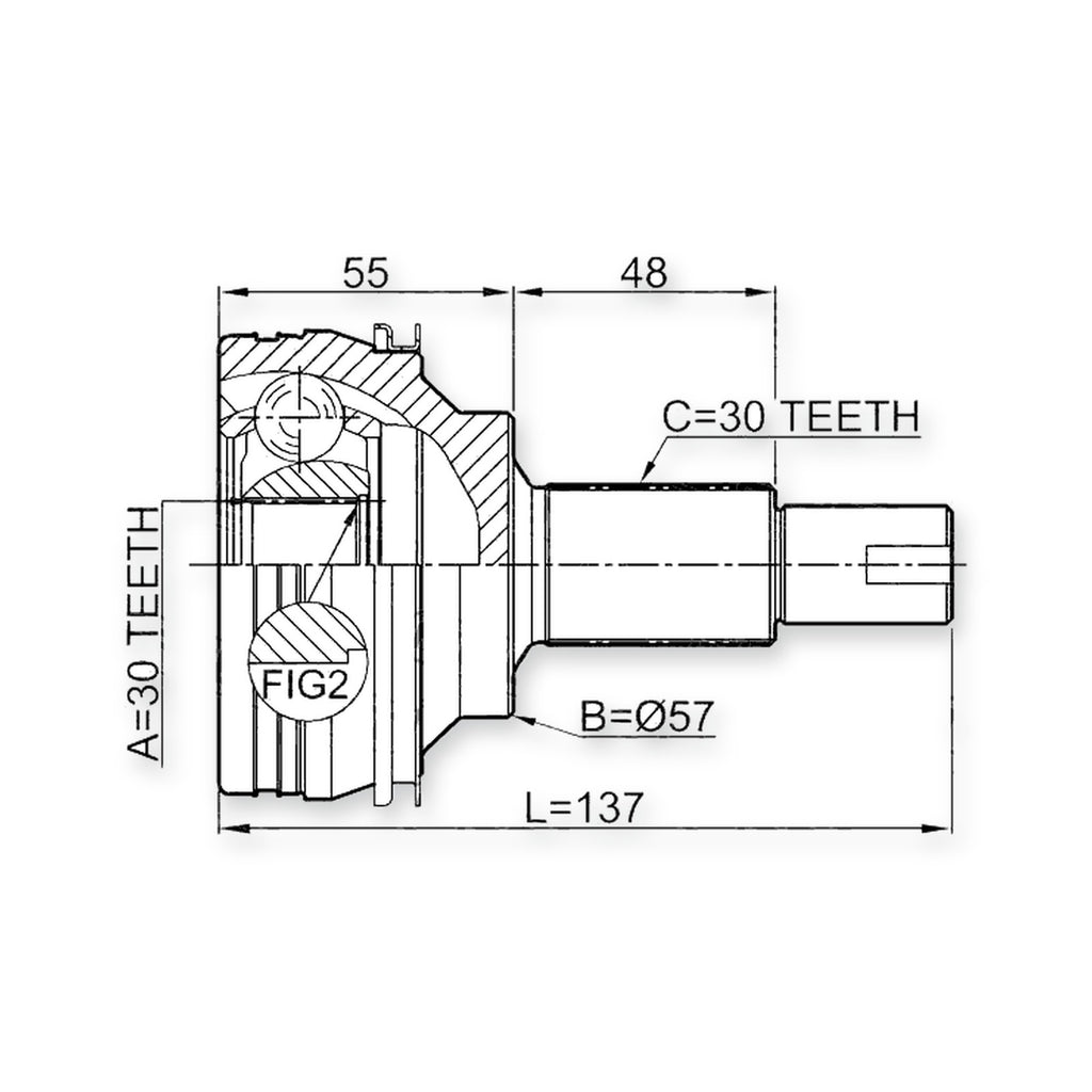 Front Outer CV Joint 30X57X30