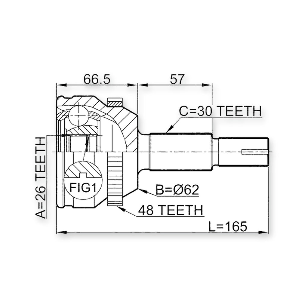 Front Outer CV Joint 26X62X30