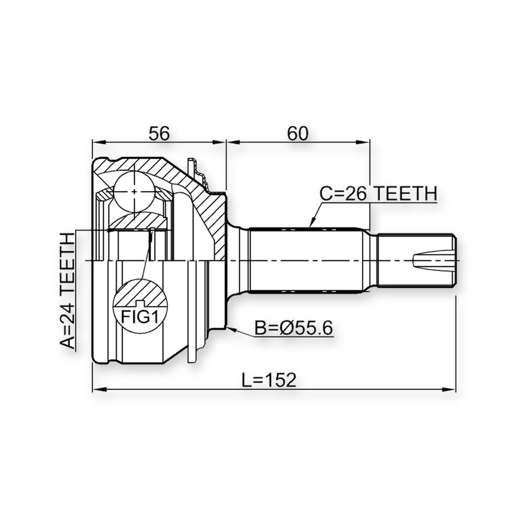 Front Outer CV Joint 24X55X26