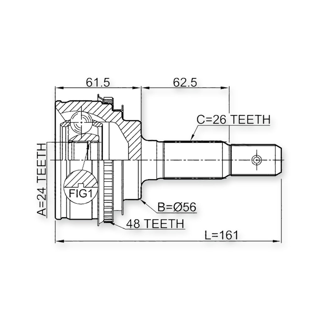 Front Outer CV Joint 24X56X26