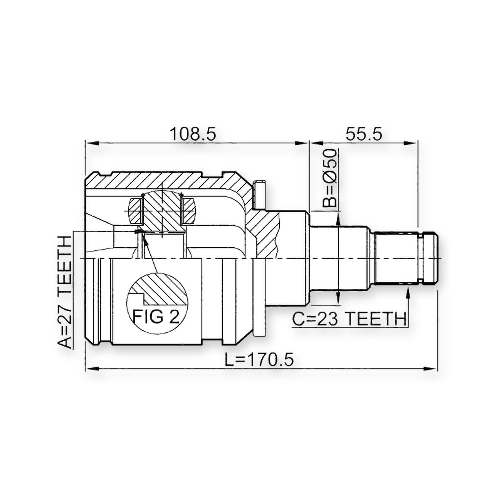 Front Left Joint 27X50X23