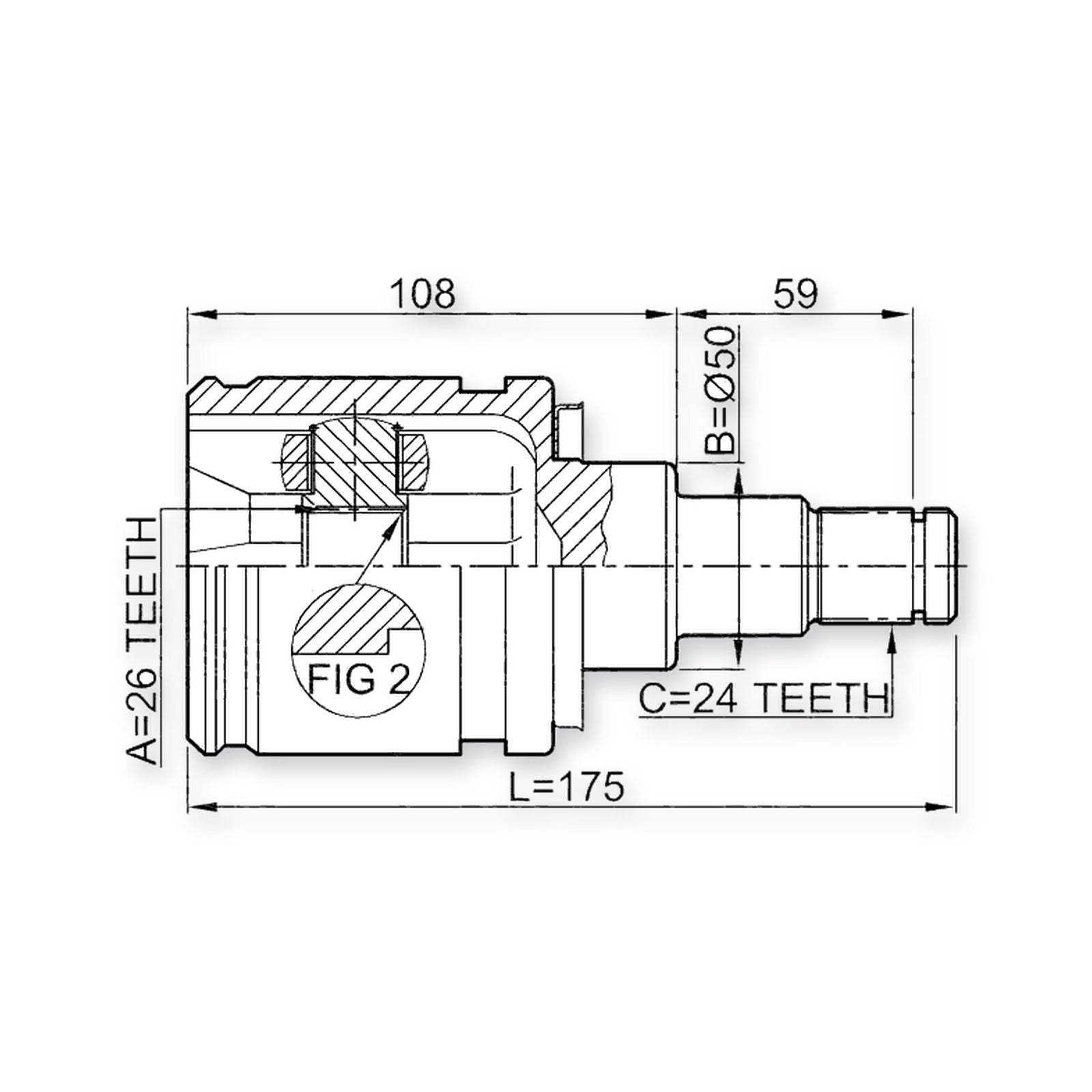 Front Left Joint 26X50X24