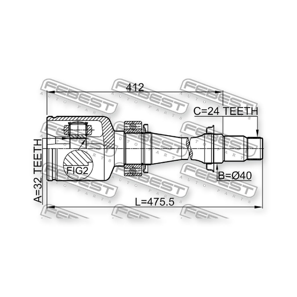 Front Right CV Joint 32X40X24