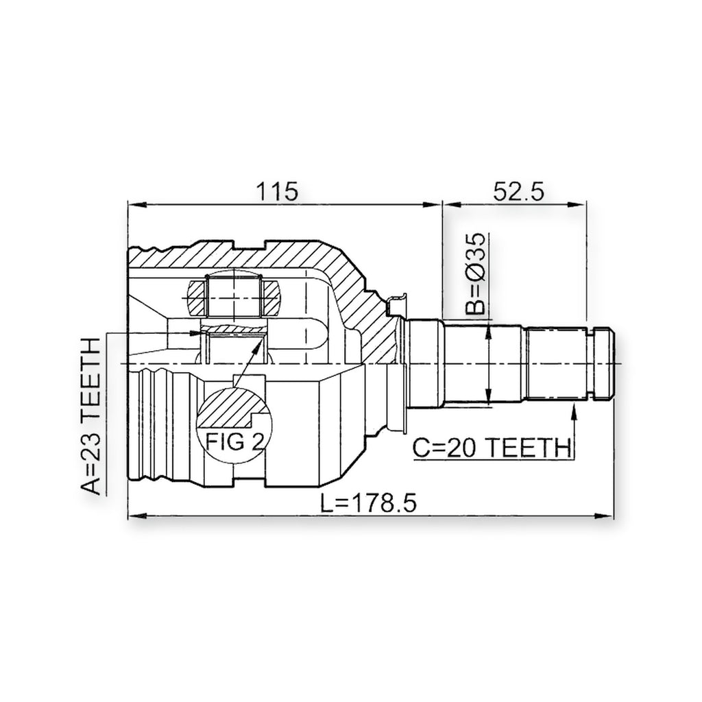 Front Left Joint 23X35X20
