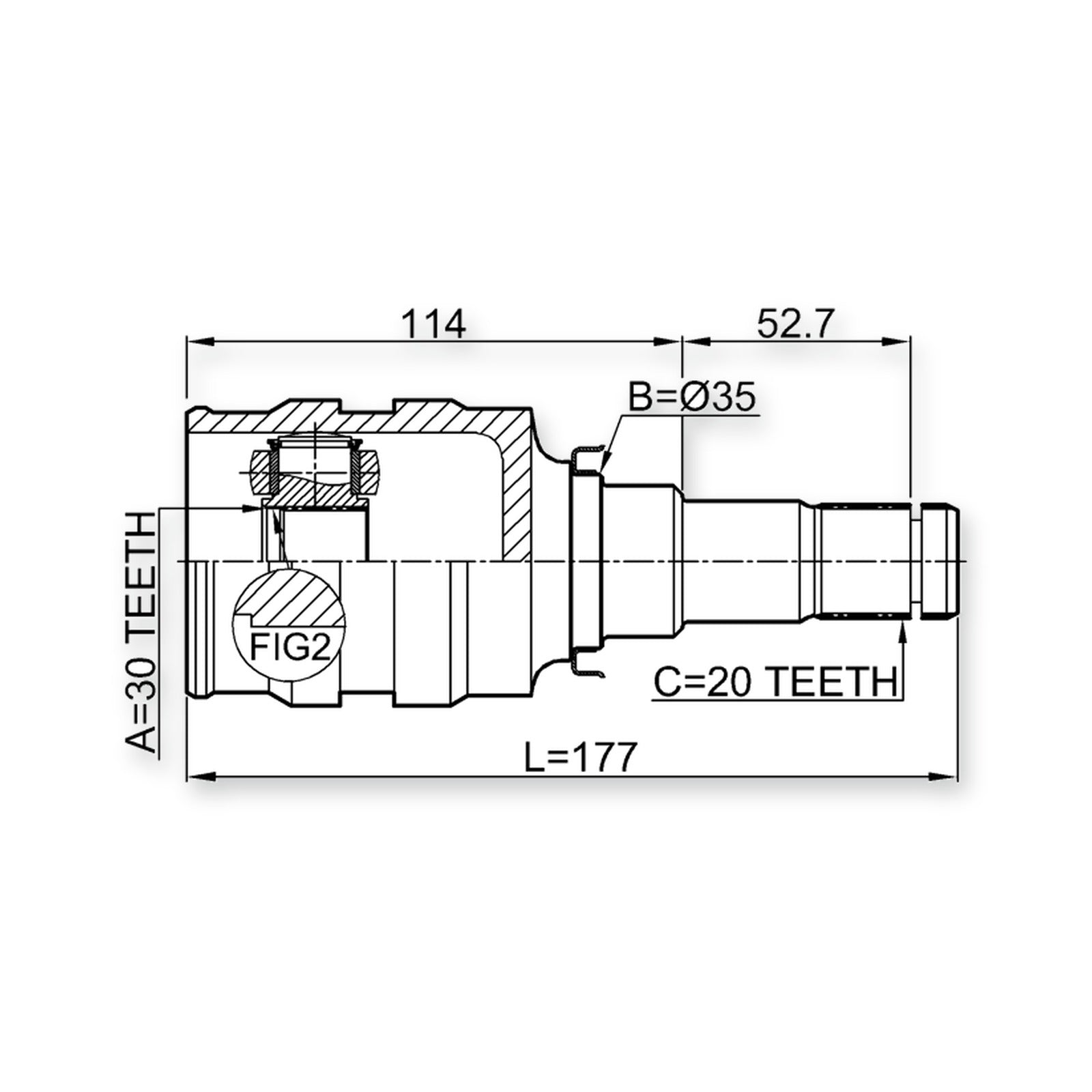 Toyota Corolla Front Inner CV Joint 30X35X20