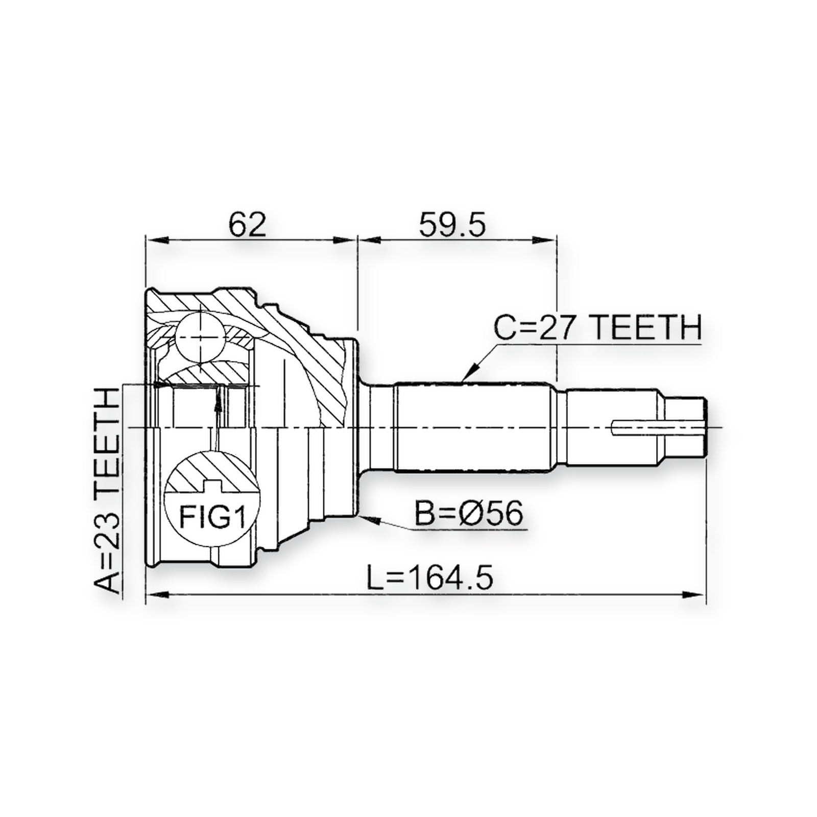 Front Outer CV Joint 23X56X27
