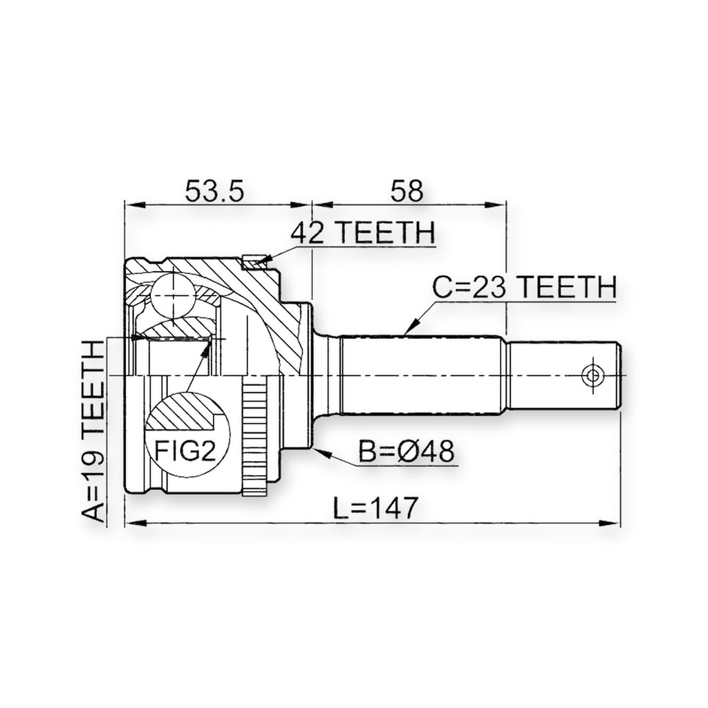 Front Outer CV Joint 19X48X23