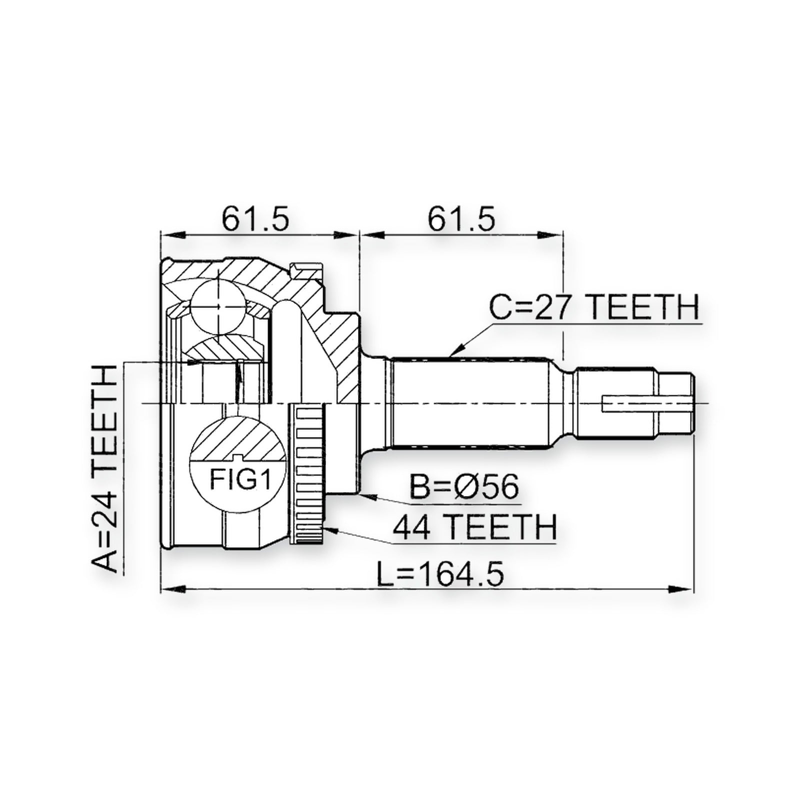 Front Outer CV Joint 24X56X27