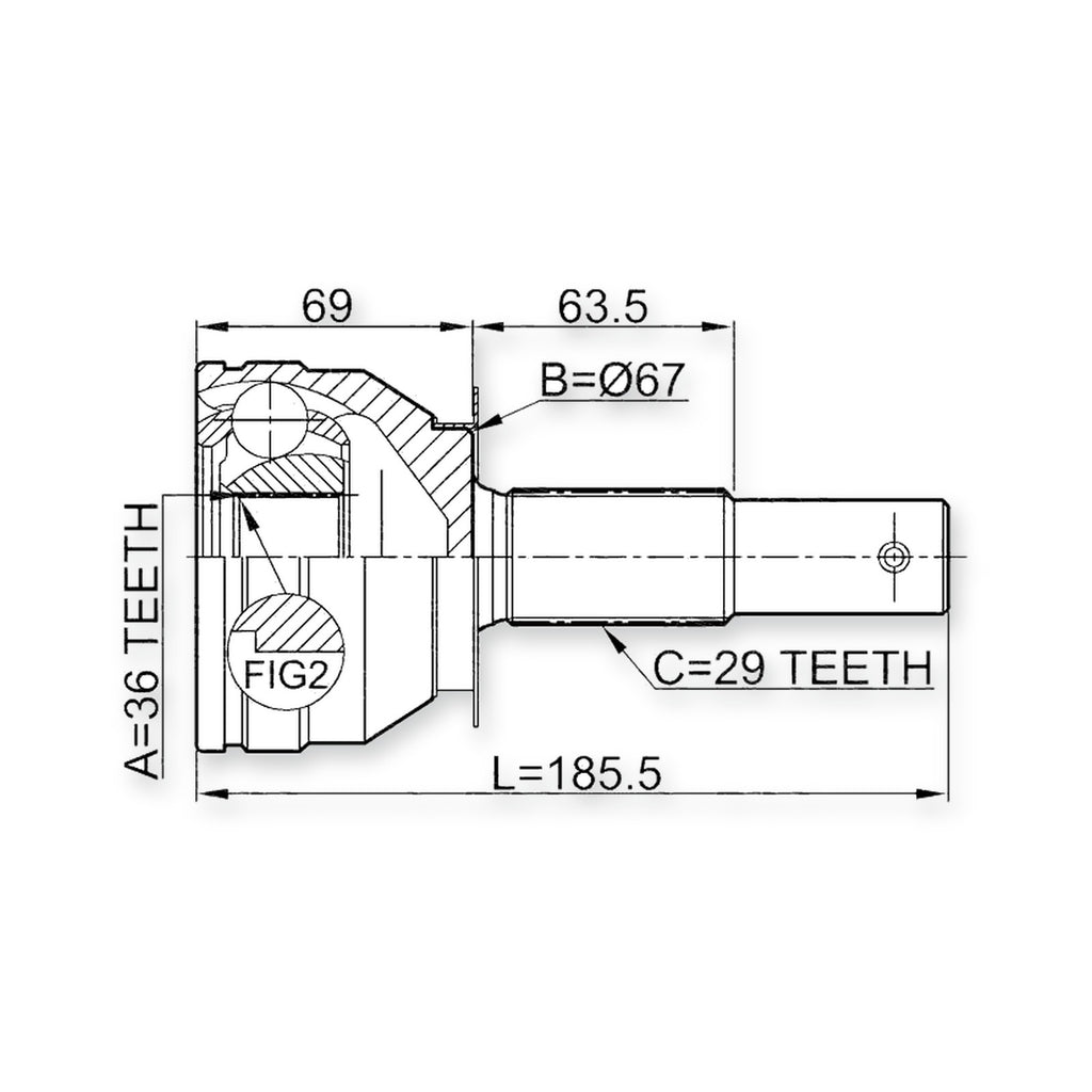 Front Outer CV Joint 36X67X29
