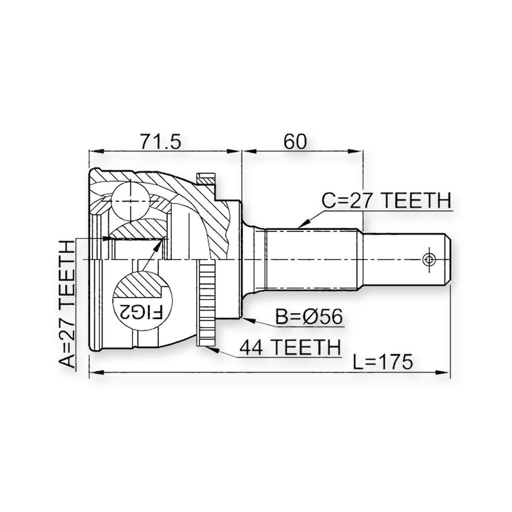 Front Outer CV Joint 27X56X27