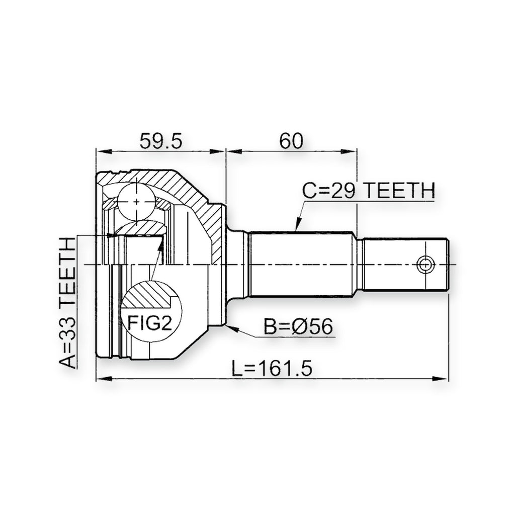 Front Outer CV Joint 33X56X29