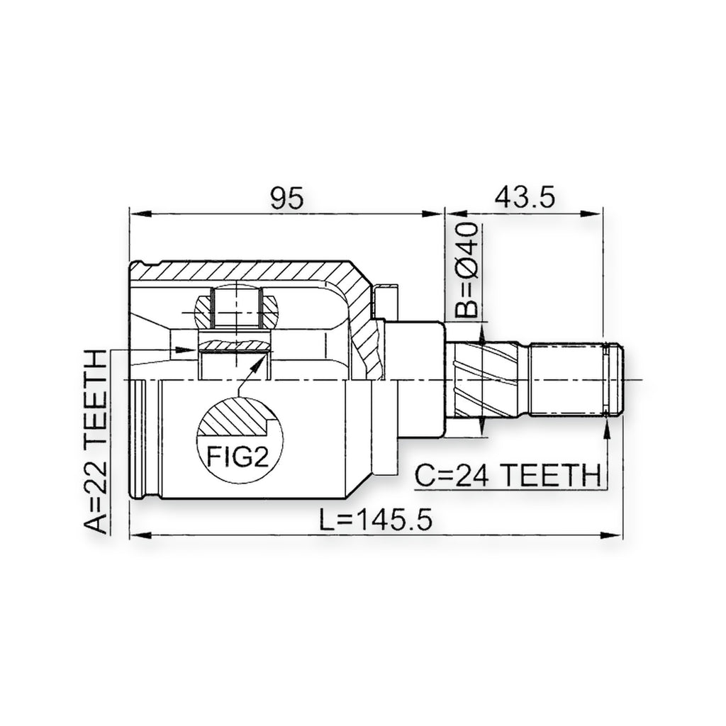 Front Outer CV Joint 22X55X25