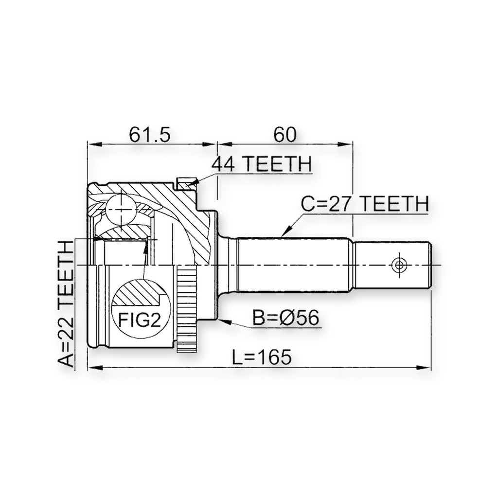 Front Outer CV Joint 22X56X27
