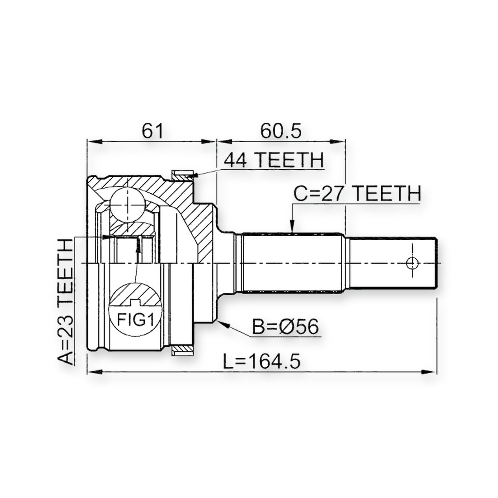 Front Outer CV Joint 23X56X27