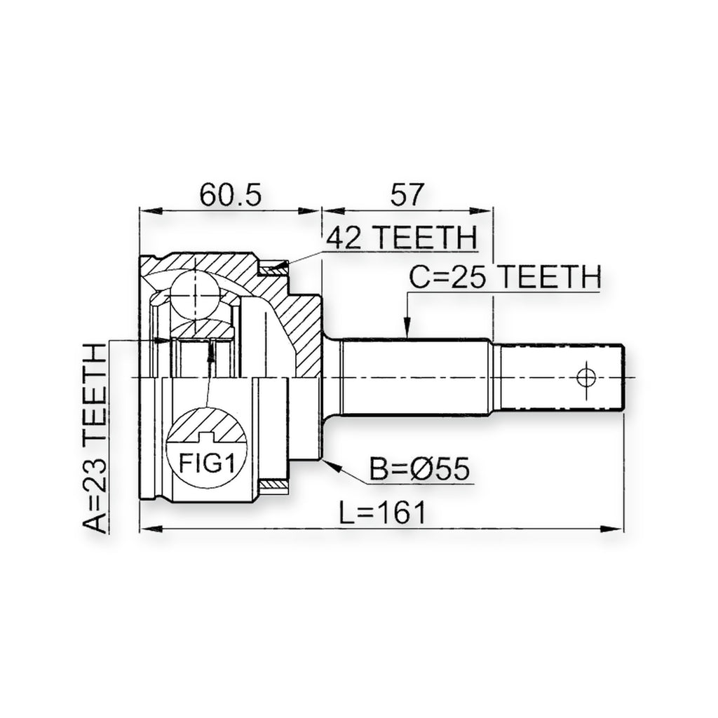 Front Outer CV Joint 23X55X25