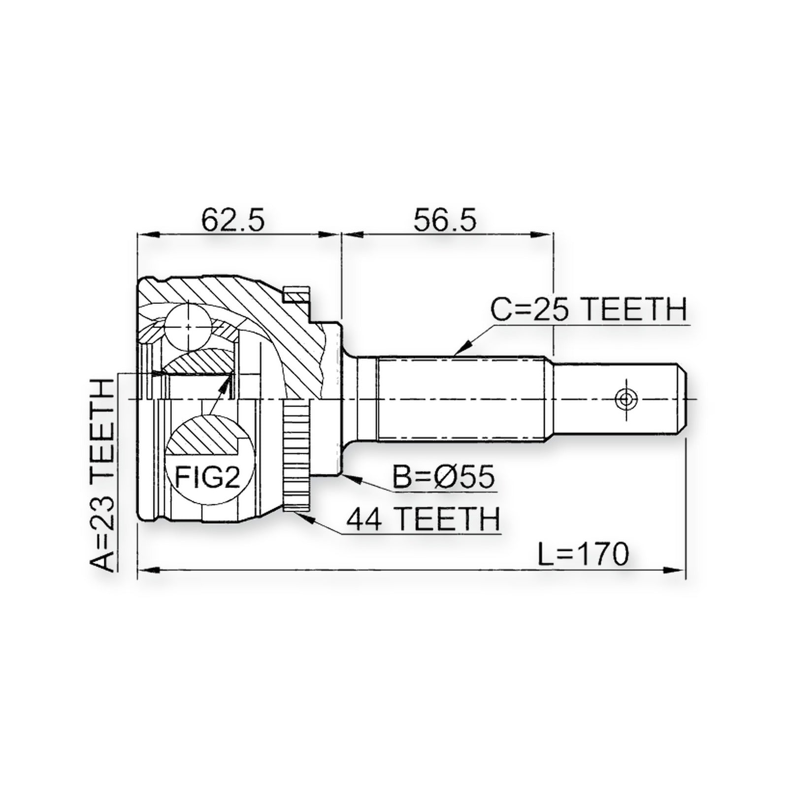 Front Outer CV Joint 23X55X25