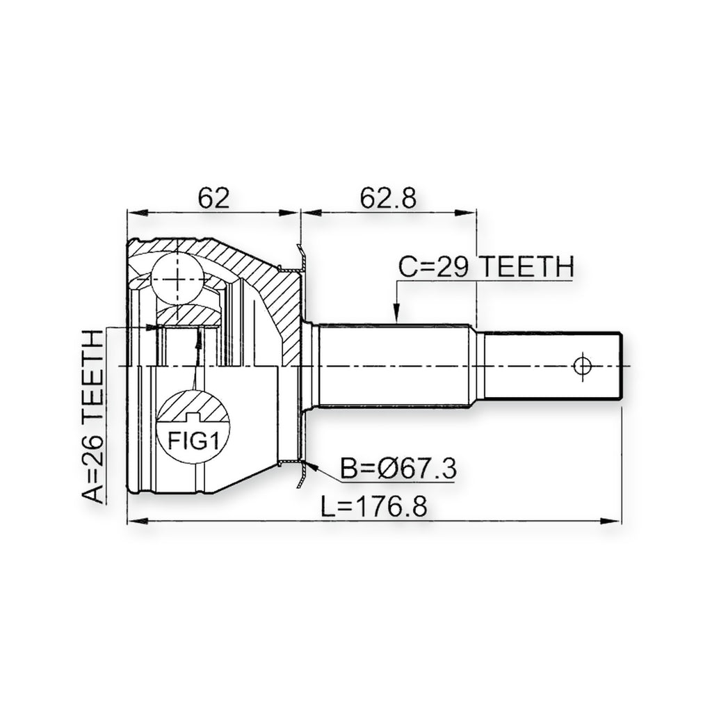 Front Outer CV Joint 26X67X29