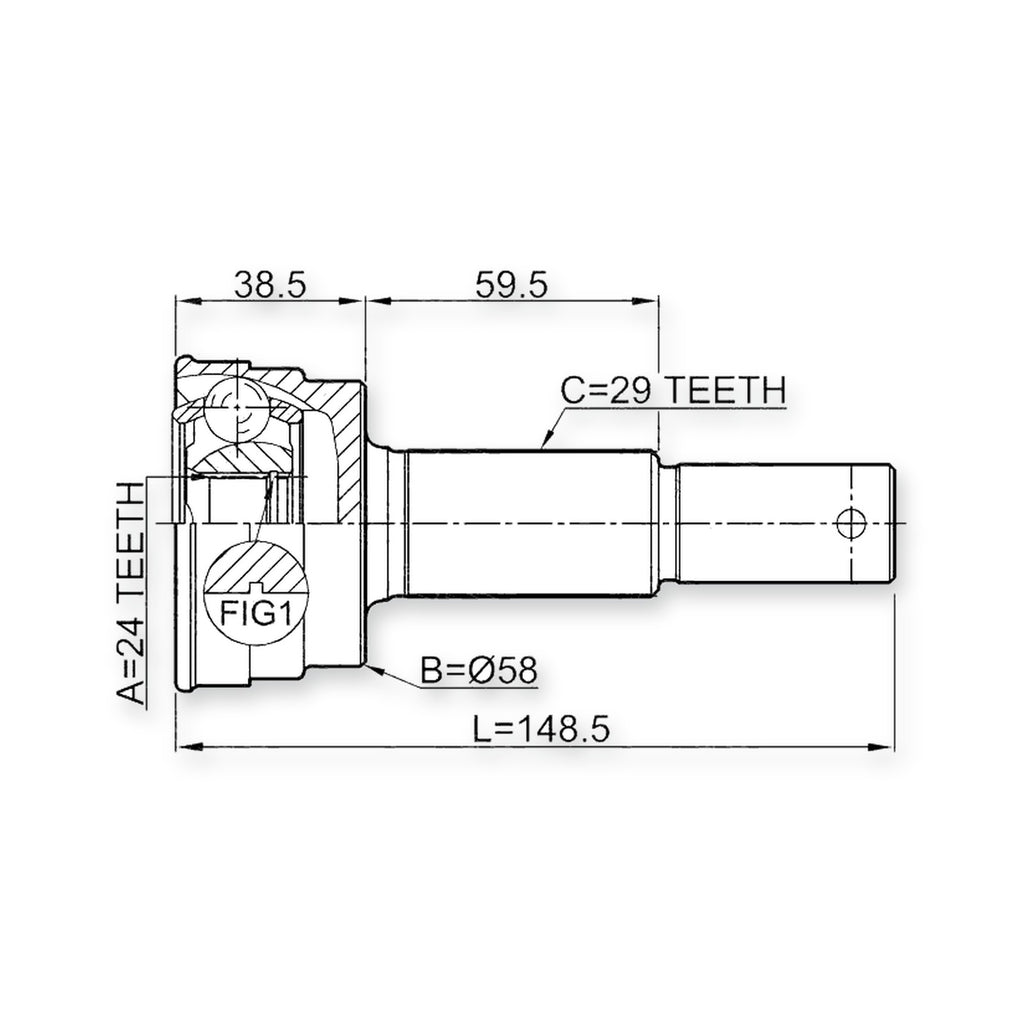 Nissan Elgrand E52 Rear Outer CV Joint 24X58X29