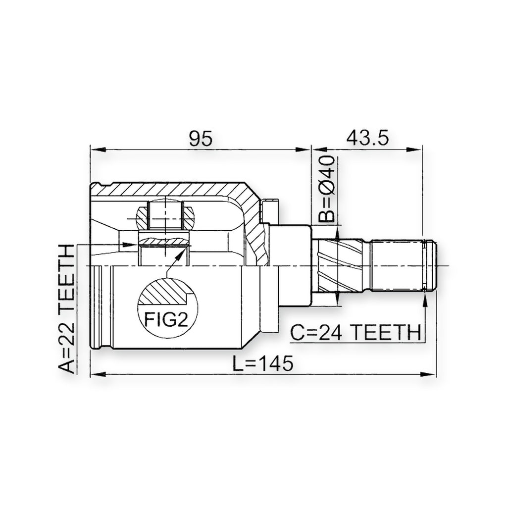 Nissan Almera B10RS Front Inner CV Joint 22X40X24