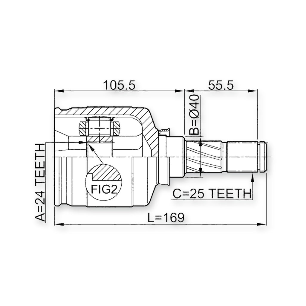 Nissan Primera P12E Front Left CV Joint 24X40X25