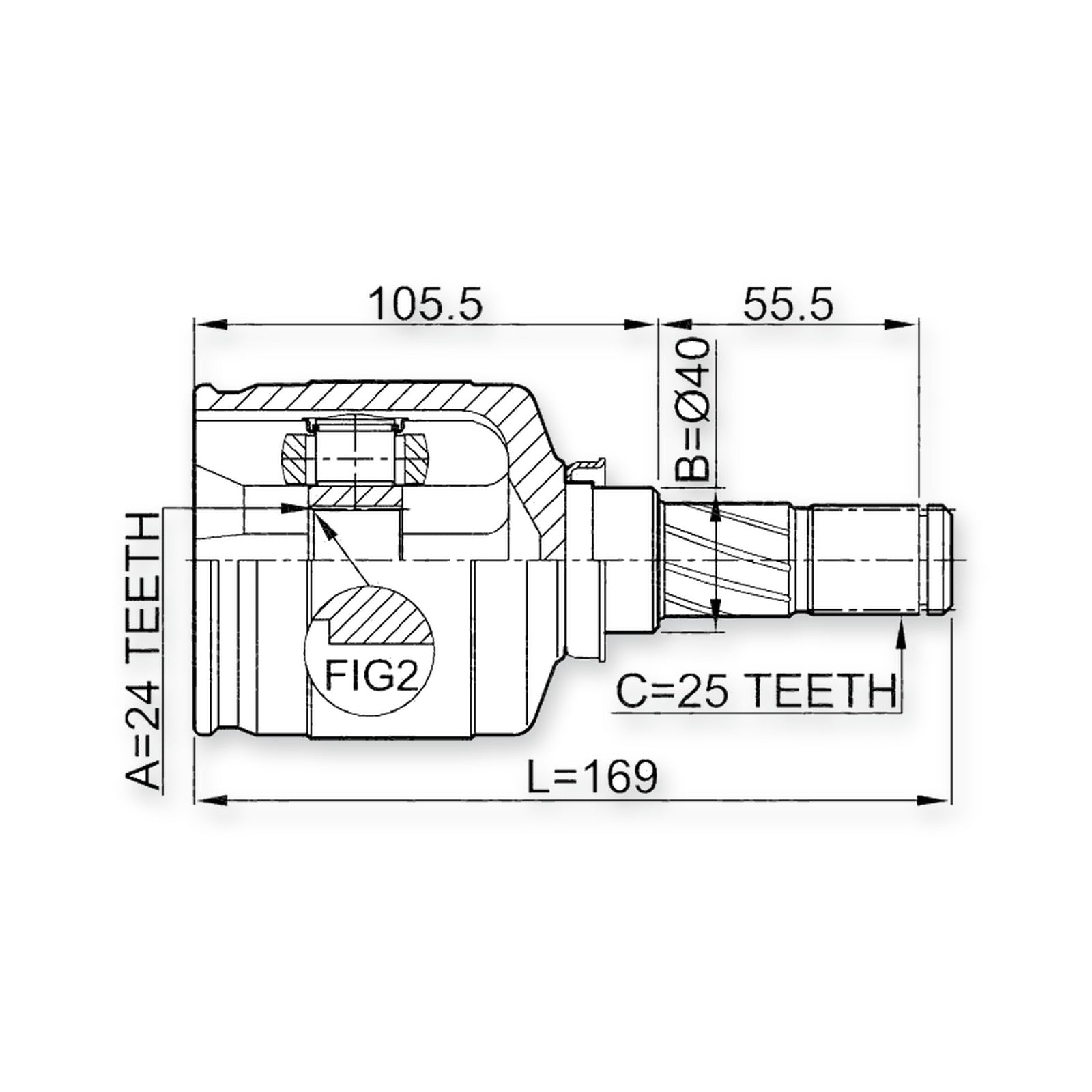 Nissan Primera P12E Front Left CV Joint 24X40X25