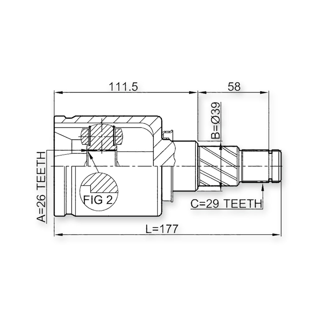 Nissan Presage U31 Front Left CV Joint 26X39X29