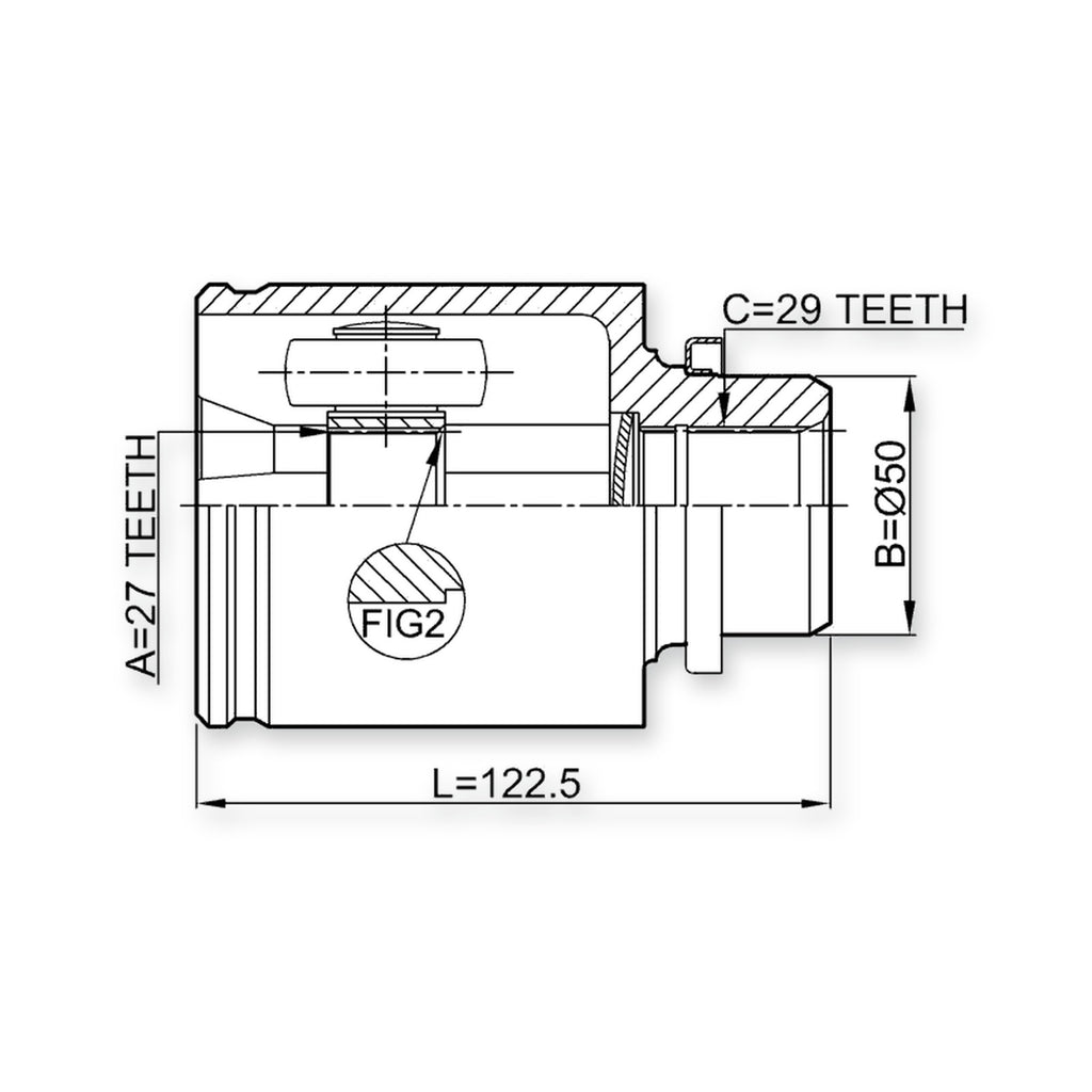 Nissan Elgrand E52 Front Right CV Joint 27X50X29