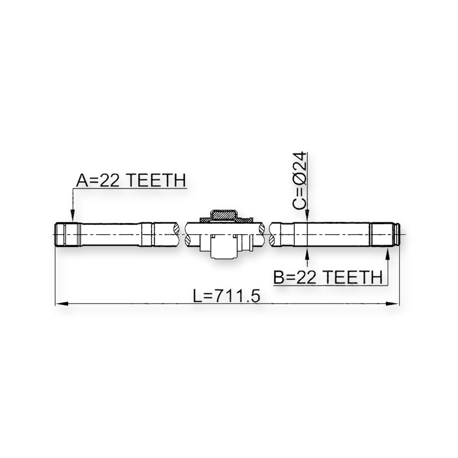 Nissan Almera B10RS Front Right Axle Half Shaft 22X712X22