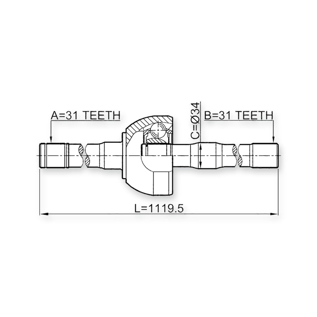 Nissan Patrol Front Left Shaft Assembly, CV Joint 31X1120X31