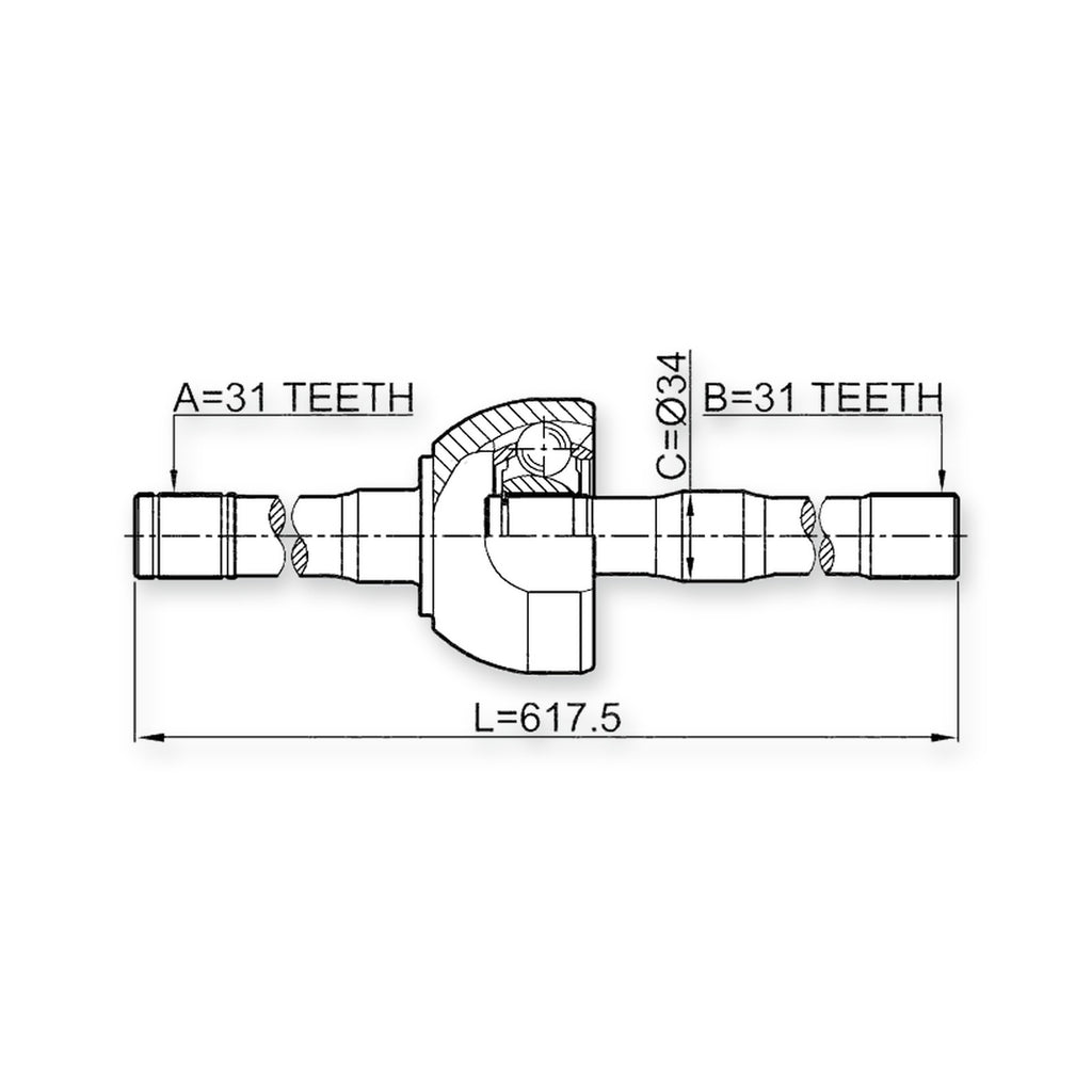 Nissan Patrol Front Right Shaft Assembly, CV Joint 31X618X31