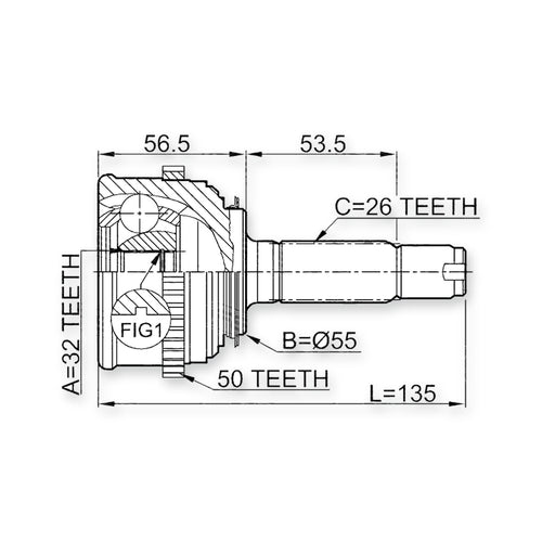 Acura Integra DA9 Front Outer CV Joint 32X55X26