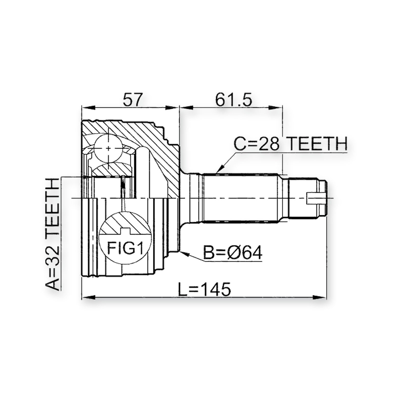 Acura Tl UA2 Front Outer CV Joint 32X64X28