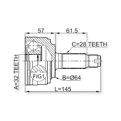 Acura Tl UA2 Front Outer CV Joint 32X64X28