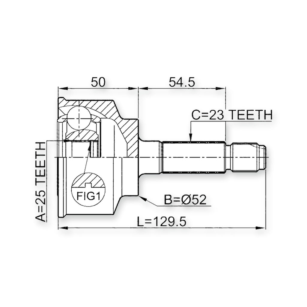 Honda Fit Front Outer CV Joint 25X52X23