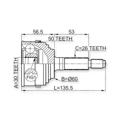 Acura Integra DB7 Front Outer CV Joint 30X60X26
