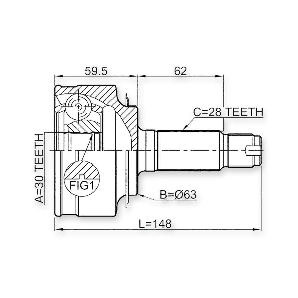 Honda Edix Front Outer CV Joint 30X63X28