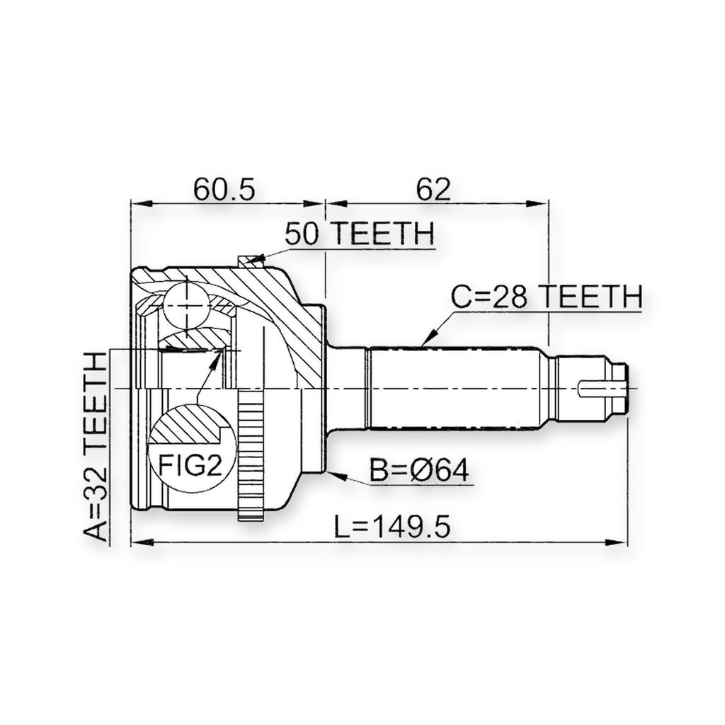 Honda Accord CG7 Front Outer CV Joint 32X64X28